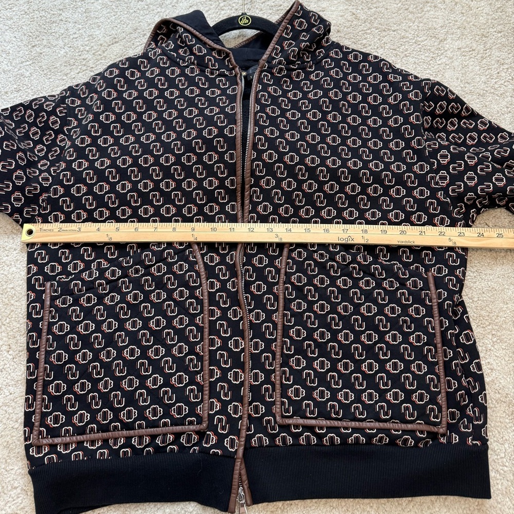 Maje Black & White Monogram Hooded Bomber Jacket - Picture 12 of 16